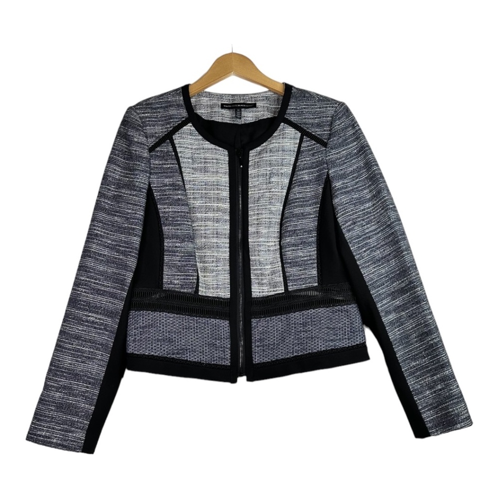 Structured Black & Gray Women's Zip-Front Jacket